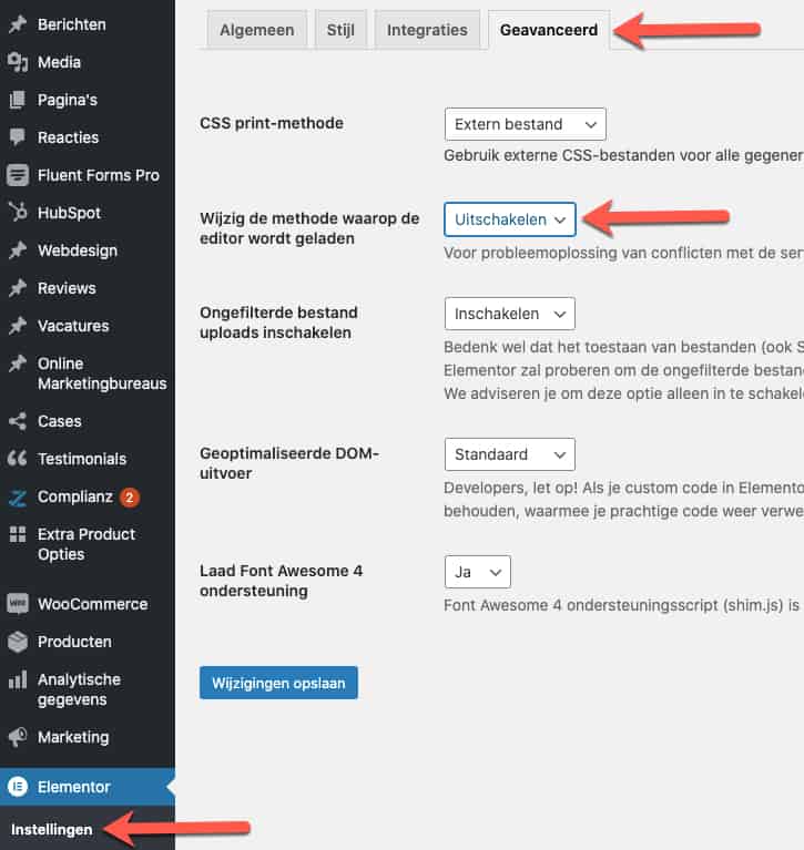 Elementor loader setting