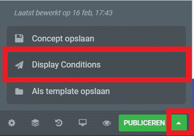 Setting up display conditions