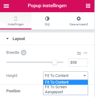Popup settings Elementor - fit to content