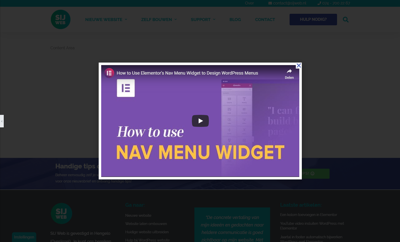 Video popup in WordPress with Elementor - example