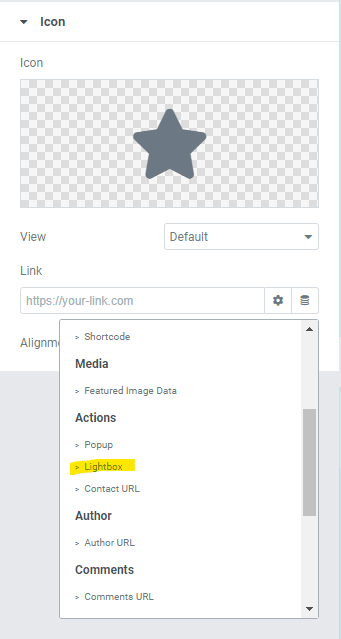 Create video popup WordPress with Elementor - select lightbox